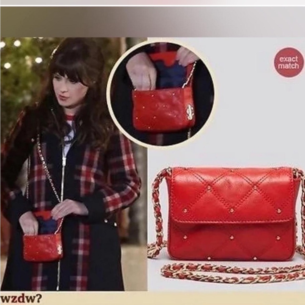Juicy Couture Red Mini Cross Body Quilted Purse ASO Zooey Deschanel